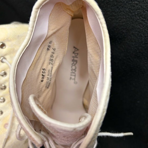 Vintage Aphrodite Heeled Bridal Boots with Lace custom hand beaded & sequined. - Picture 11 of 11